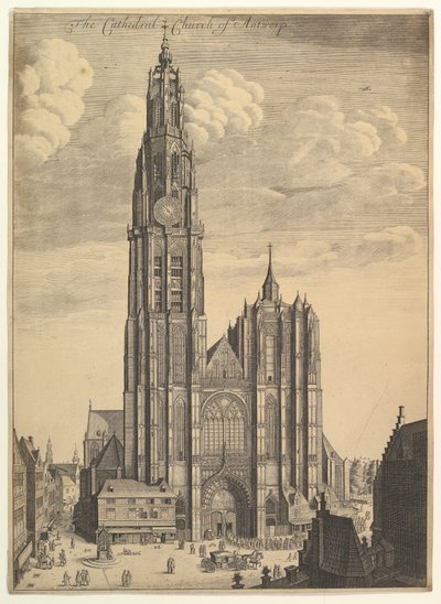 Kathedrale von Antwerpen (Prospekt des Turms der Kathedrale) von Wenceslaus Hollar