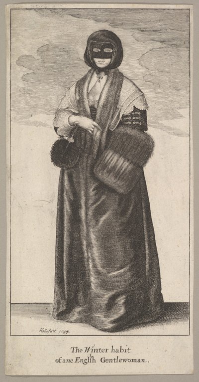 Englische Dame im Winterkostüm Das Wintergewand einer englischen Dame, 1644 von Wenceslaus Hollar