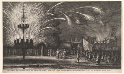 Feuerwerk in Hemissem, 1625-77 von Wenceslaus Hollar
