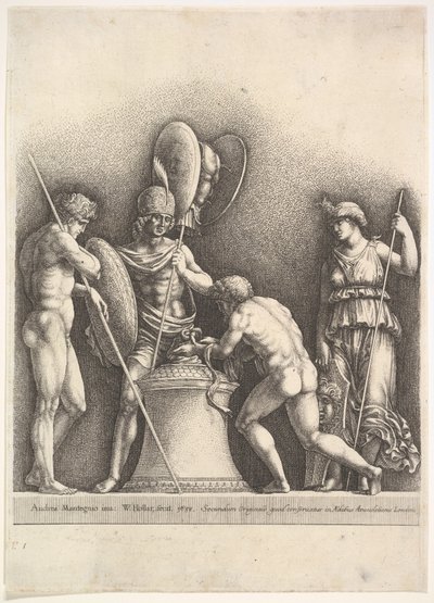 Vier klassische Figuren, heidnisches Opfer, 1638 von Wenceslaus Hollar