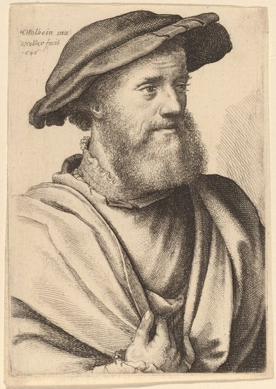 Mann mit Bart, der nach rechts schaut, Hans Holbein, 1646 von Wenceslaus Hollar
