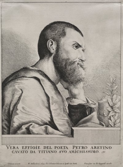 Porträt von Pietro Aretino, 1649 von Wenceslaus Hollar