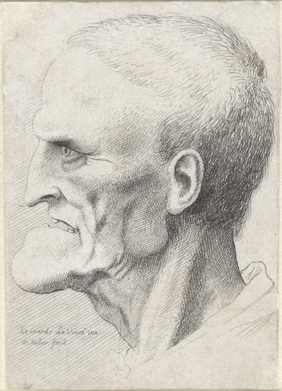 Porträt eines alten Mannes mit ausgeprägtem Kinn von Wenceslaus Hollar