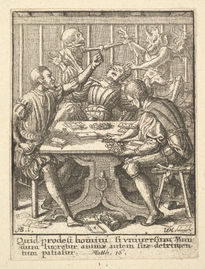 Die Spieler, aus dem Totentanz von Wenceslaus Hollar