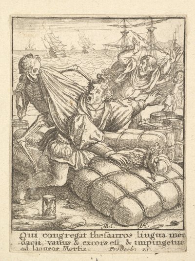 Der Kaufmann, aus dem Totentanz, 1651 von Wenceslaus Hollar