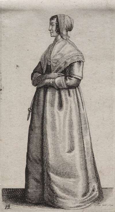 Die Frau mit Schere von Wenceslaus Hollar