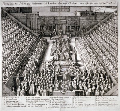 Der Prozess von Thomas Wentworth, Earl of Strafford, Westminster Hall, London, 1641 von Wenceslaus Hollar