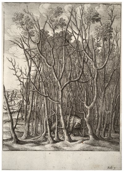 Der Fuchs und der Dornbusch (Zustand 2) von Wenceslaus Hollar