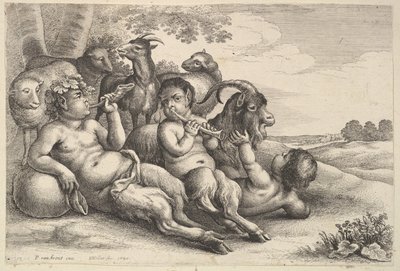 Zwei junge Satyrn und ein Junge, 1647 von Wenceslaus Hollar