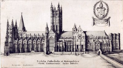 Ansicht der Kathedrale von Canterbury von Süden, ca. 1638-66 von Wenceslaus Hollar