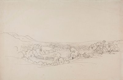 Hügelige Landschaft mit Gitterhäusern von Werner Holmberg