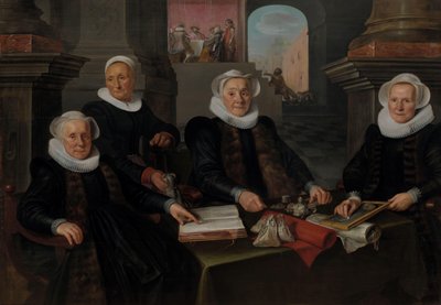 Drei Regentinnen und die Hausmutter des Amsterdamer Leprenhauses von Werner van den Valckert