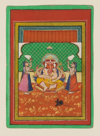 Sitzender Ganesha mit Begleitern von West Indian School