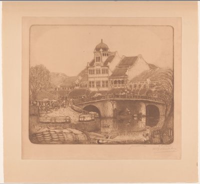 Brücke und Bürogebäude in Batavia von Wijnand Otto Jan Nieuwenkamp (signed by artist)