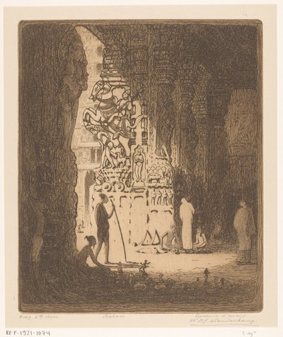 Gehauene Säulen in einem Basar in Madurai von Wijnand Otto Jan Nieuwenkamp (signed by artist)