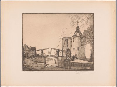 Ansicht der Drommedaris in Enkhuizen von Wijnand Otto Jan Nieuwenkamp (signed by artist)