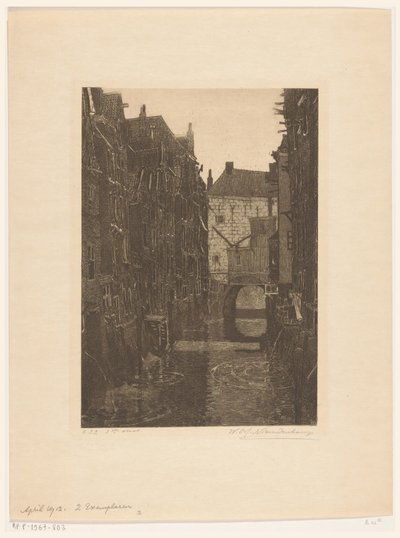Häuser an der Voorstraatshaven in Dordrecht (Serie: Dordrecht, sechs Radierungen von W.O.J. Nieuwenkamp und J.M. Graadt van Roggen) von Wijnand Otto Jan Nieuwenkamp (signed by artist)