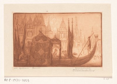 Pleziervaartuig op de Ganges in Benares von Wijnand Otto Jan Nieuwenkamp (signed by artist)