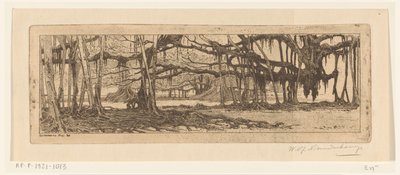 Waringinbäume in einem Garten in Buitenzorg von Wijnand Otto Jan Nieuwenkamp (signed by artist)