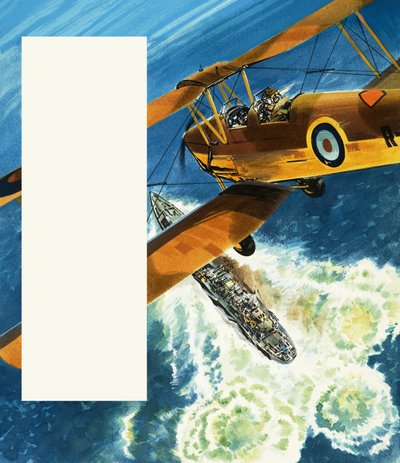 Ein Tiger Moth patrouilliert die britische Küste während des Zweiten Weltkriegs von Wilf (20th century) Hardy
