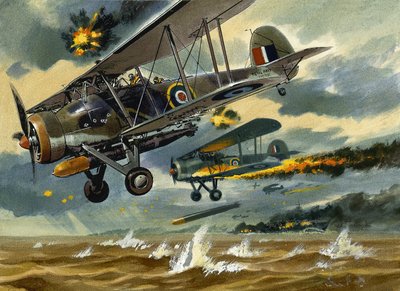 Flugzeug unter Beschuss von Wilf (20th century) Hardy
