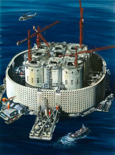 Riesiger Beton- und Stahltank für das Ekofisk-Ölfeld von Wilf (20th century) Hardy