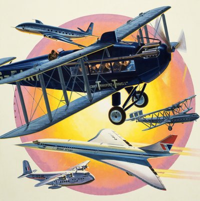 Montage von Passagierflugzeugen einschließlich Concorde von Wilf (20th century) Hardy