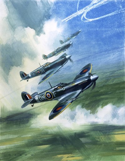 Patrouillenflug der 416. Staffel, Royal Canadian Air Force, Spitfire Mark 9s von Wilf (20th century) Hardy