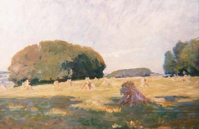 Heuhaufen auf einem Feld von Wilfred Gabriel de Glehn
