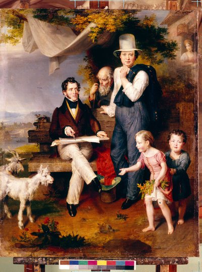 Selbstporträt mit dem Porträt des Künstlers George Dawe von Wilhelm August Golicke
