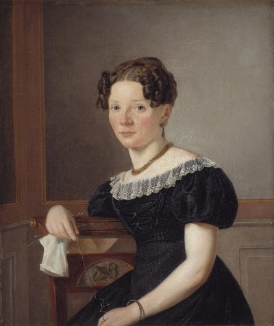 Frau mit ihrem Strickzeug. Eine der Schwestern des Künstlers von Wilhelm Bendz
