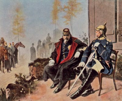 Napoleon III. und Bismarck vor der Weberhütte in Donchery, 2. September 1870 von Wilhelm Camphausen
