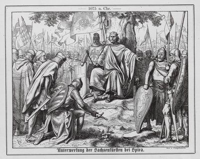 Unterwerfung der sächsischen Fürsten vor dem Heiligen Römischen Kaiser Heinrich IV. in Speyer von Wilhelm Camphausen