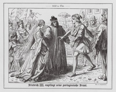 Der Heilige Römische Kaiser Friedrich III. begrüßt seine Verlobte, Eleonore von Portugal von Wilhelm Camphausen