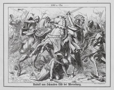 Der rebellische Herzog Rudolf von Schwaben tödlich verwundet in der Schlacht an der Elster von Wilhelm Camphausen