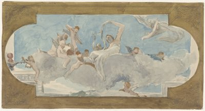 Deckenmalerei mit Figuren auf Wolken sitzend von Wilhelm Cornelis Bauer