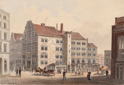 Hamburg 1845 Kaiserhof Hotel-Seitenansicht von WIlhelm Heuer