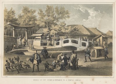 Steinbrücke und Eingang zu einem Tempel in Simoda (1855) von Wilhelm Joseph Heine
