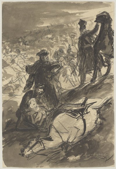Blüchers Sturz in der Schlacht bei Ligny von Wilhelm Lindenschmit der Jüngere