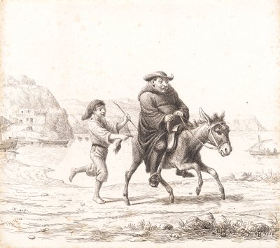 Ein Mönch reitet auf einem Esel, gefolgt von einem italienischen Jungen von Wilhelm Marstrand