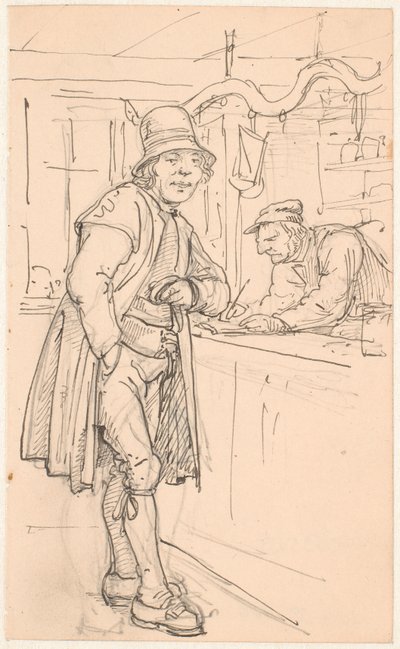 Schwedischer Bauer beim Kaufmann von Wilhelm Marstrand