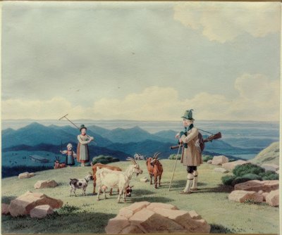 Jäger mit Sennerin und Kind auf dem Hirschberg von Wilhelm von Kobell