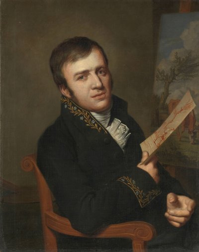 Jan (Baptist) Kobell II (1778-1814), Maler, in der Uniform eines Mitglieds des Königlichen Instituts für Wissenschaft, Literatur und die Schönen Künste von Willem Bartel van der Kooi
