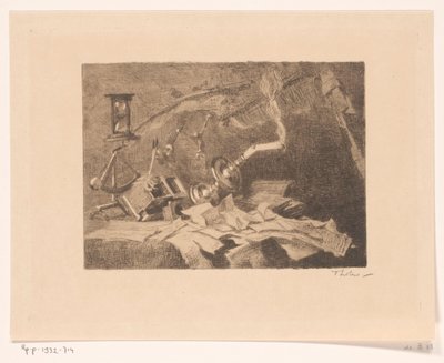 Stillleben mit fallenden und zerbrochenen Gegenständen von Willem Bastiaan Tholen (signed by artist)