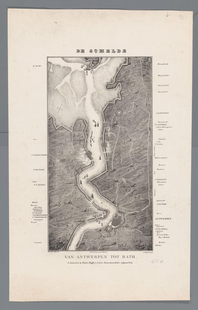 Verlauf der Schelde von Fort Bath bis Antwerpen, 1832 von Willem Charles Magnenat