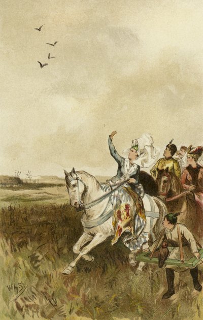 Jacqueline, Gräfin von Hainaut, auf der Falkenjagd von Willem II Steelink