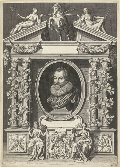 Porträt von Gerard Thibault in architektonischer Umrahmung von Willem Jacobsz Delff
