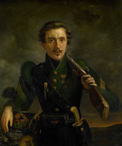 Selbstporträt in der Uniform der Schützen von Willem Jodocus Mattheus Engelberts
