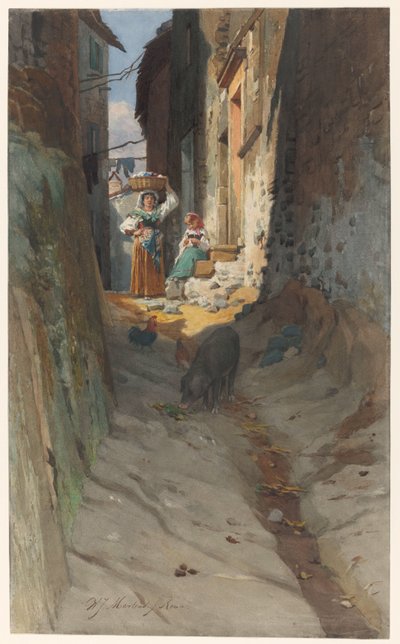 Ansicht einer kleinen Straße in Rocca di Papa von Willem Johann Martens