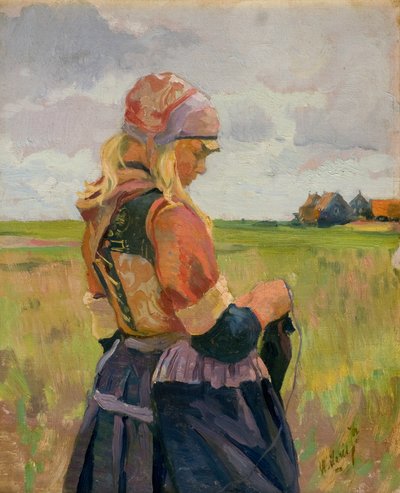 Junges Mädchen in einer Landschaft von Willem Maris
